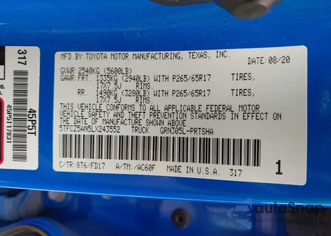 2020 Toyota Tacoma 4Wd Trd Sport from USA, damaged, VIN 5TFCZ5AN5LX243552